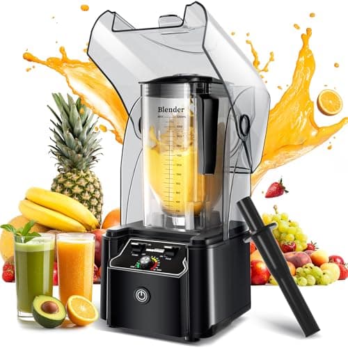 WantJoin Professional Commercial Blender With Shield Quiet Sound Enclosure 2200W Industries Strong and Quiet Professional-Grade Power, Self-Cleaning, Black - Image 1
