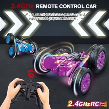 Kribin Remote Control Car, RC Car with Sides Light Strip and Headlights - Toy for Boys 4-7 - Green - Image 5