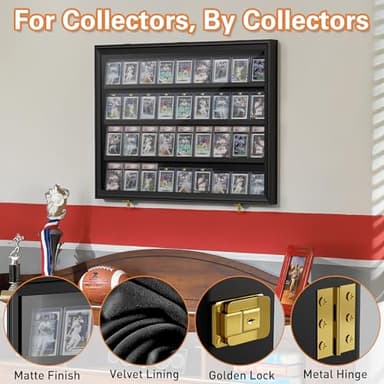 Mlikero Baseball Card Display Case, 36 Graded Card Display Frame Lockable, Trading Card Display with UV Protection Sports Card Display Case for Baseball Cards, Football Cards, Sports Cards - Image 4