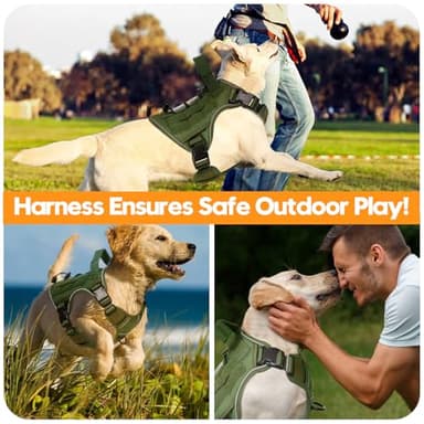 Heavy-Duty Tactical Dog Harness for Large Dogs, No Pull Adjustable Reflective Pet Vest with Molle System, K9 Military-Grade Control for Service Training, Outdoor & 10+ Breeds, Green, Small - Image 6