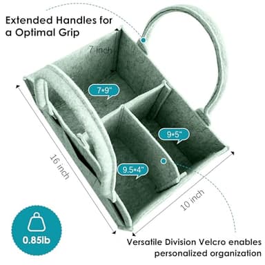 Cute Castle 2 Pack Diaper Caddy Organizer - Portable Baby Caddy Organizer with Handle, Nursery Storage Bin and Car Organizer for Girls, Boys - Baby Gift Basket - Green, Large - Image 2