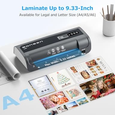 BONSEN A4 Laminator Machine, 9.33-Inch Thermal Laminator with Never Jam Technology, 100 Laminating Sheets, Laminates Photos Cards Documents, 4-in-1 Personal Laminators for Teachers Home Office School - Image 5