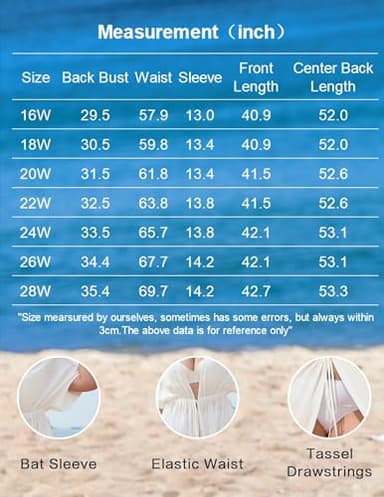 IN'VOLAND Women Plus Size Long Cover up Stripe Bikini Coverups Kimono Tie Front Bathing Suit Swimsuit Beachwear, White, 20W - Image 7