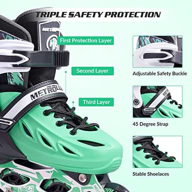 METROLLER Inline Skates for Girls and Boys, Women, Men 4 Sizes Adjustable Inline Skates with Light Up Wheels, Illuminating Beginner Skates for Kids & Adult Youth. - Image 4