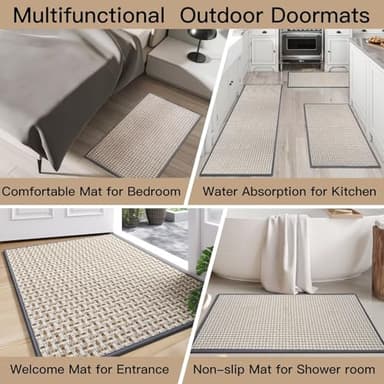 Door Mat 17"x30",Door Mat Indoor Entrance Dirt Resistant and Absorbent Non-Slip Rubber Backing Front Door Mats Washable Low-Profile Indoor Mats for Entryway, Inside Entrance Easy Clean Gray - Image 8