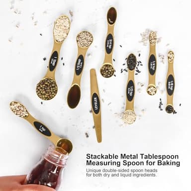 Magnetic Measuring Spoons Set Stainless Steel with Leveler, Stackable Metal Tablespoon Measure Spoon for Baking, Measuring Cups and Spoon Set Kitchen Gadgets Apartment Essentials Fits in Spice Jars - Image 5