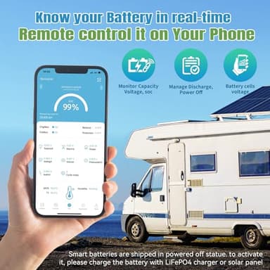 TCBWORTH 12V Lithium Battery 135Ah Bluetooth, Rechargeabel Deep Cycle LiFePO4 Batteries, 100A Smart BMS with Low-Temp Protection, Perfect for RV, Solar, Boat, Marine, Trolling Motor - Image 3
