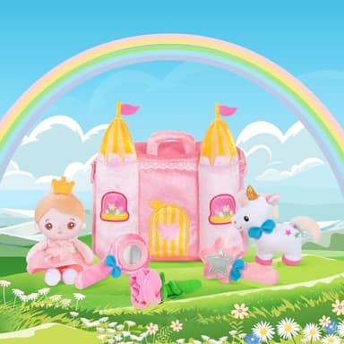 OUOZZZ Princess Castle Toys for 1-3 Year Old Girl - Baby Doll Plush House Stuffed Animal Set - Sensory Educational Toys for 12-18 Months Infant - First Birthday Gifts for Toddler - Image 6