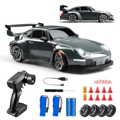 RC Drift Car, 1:24 Scale Remote Control Vehicle with LED Lights, 2.4GHz 20KM/H 4WD High Speed RC Cars, Drifting Tires＆Two Batteries, Racing Sports Toy Idea Gift for Adults Boys Girls and Kids - Image 1
