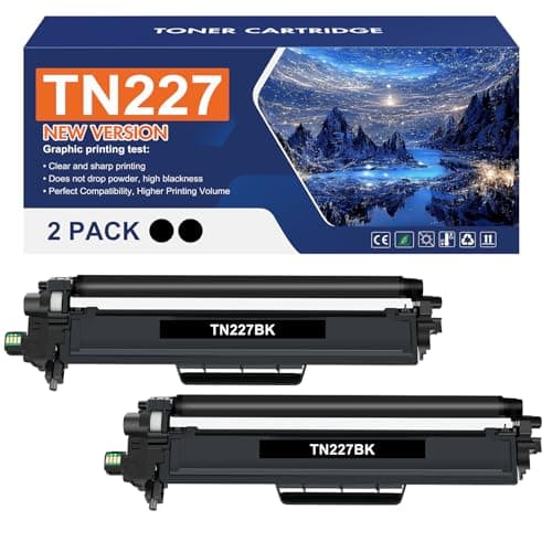 TN227BK TN-227BK TN227 Black MFC-L3770CDW Toner Cartridge Replacement for Brother TN227 TN227BK TN-223BK TN223BK for MFC-L3770CDW HL-L3290CDW HL-L3230CDW MFC-L3750CDW L3710CW L3210CW Printer (2 Pack) - Image 1