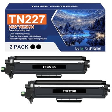 TN227BK TN-227BK TN227 Black MFC-L3770CDW Toner Cartridge Replacement for Brother TN227 TN227BK TN-223BK TN223BK for MFC-L3770CDW HL-L3290CDW HL-L3230CDW MFC-L3750CDW L3710CW L3210CW Printer (2 Pack) - Image 1