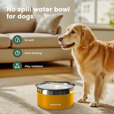 Gardner Pet Dog Bowls 1 Gallon (3.85L) Stainless Steel No Spill Dog Water Bowl, Slow Water Feeder Metal Bowls, Spill Proof Water Dispenser for Large Dogs, Promotes Healthy Hydration(Orange) - Image 3