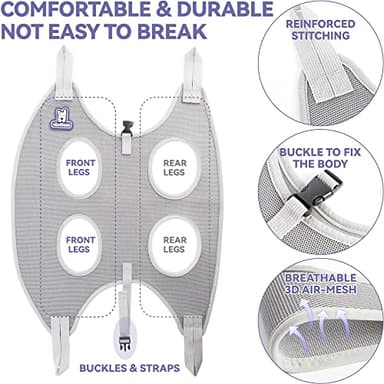 Loflaze Dog Grooming Hammock Harness for Dogs & Cats with Pet Nail Clipper Trimmer - Cat Hanger Sling for Trimming Clipping Nails- Dog Hammock Restraint Bag for Small Medium Large pet （ Grey XS） - Image 3