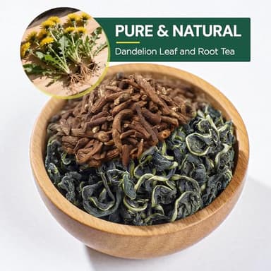 Dandelion Leaf and Root Tea Bag, Natural Dandelion Roasted Herbal Detox Teabag for Liver & Kidney Health, Support Digestion Dandelion Root Tea, Caffeine Free, No Additives（50 Teabags) - Image 3