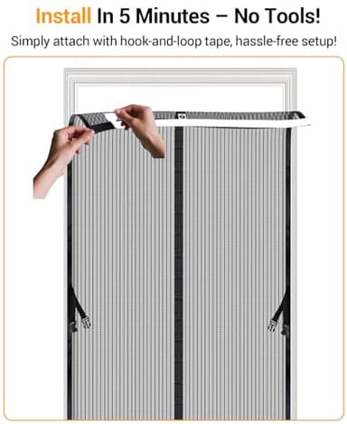 SOLODOTO [2025 Upgraded Eco-Friendly Polyester] Magnetic Screen Door [Fit Door Size 36" x 80"] Door Screen Magnetic Closure Keep Bug Out, Screen Door Mesh for Front Backyard Patio Door, Black - Image 9