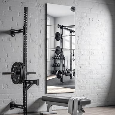 Delma Glass Full Length Wall Mirror Tiles, 14'' x 12'' 4PCS, Frameless Body Tiles for Bedroom, Mounted Home Gym, Door - Image 8