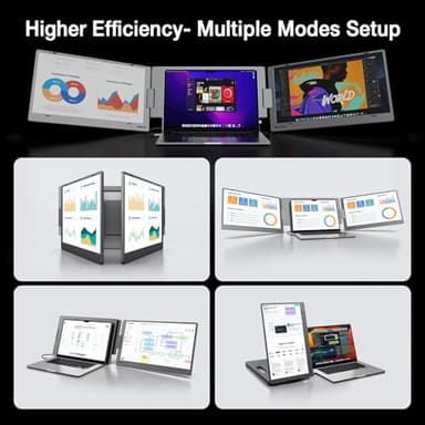 KYY Laptop Screen Extender, 15.6" Monitor Extender with Type-C Plug&Play, 1080P FHD Portable Triple Monitor for Laptop with Alloy Dual Display fit 13"-17", Portable Extended Screen for Mac/Wins/Chrome - Image 7