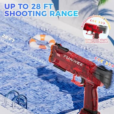 Funwee 2 Pack Electric Water Guns for Kids, Most Powered Full Automatic Water Squirt, High Powerful Capacity Long Range Bodinator Classic Full Strongest Water Blaster, Outdoor Swimming Pool Gift Toy - Image 2