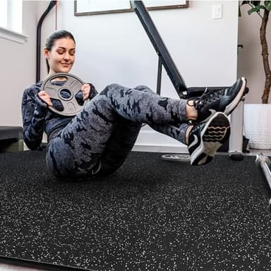 SUPERJARE 0.4'' Thick 24 Pcs 96 Sq Ft Rubber Top Exercise Equipment Mats, High Density EVA Foam Mats with Rubber Top, Interlocking Gym Flooring for Home Gym, Protective Workout Mat, Black/Grey - Image 3