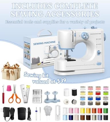 SEDNEE Sewing Machine for Beginners with 16 Built-in Stitches, Small Sewing Machine with Accessory Kit, 2-Speed, Foot Pedal & Storage Drawer, Portable Full-Feature Design for Home DIY (Blue) - Image 7