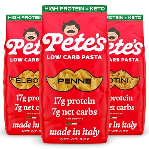 17g High Protein Variety Penne, Rotini, Elbow Macaroni Pasta | 7g Low Carb Keto Pasta | Healthy, Italian Pasta From Italy | 3-Pack, 8oz - Pete's Pasta - Image 1