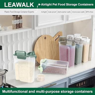 LEAWALK 5-7Lbs Cat Dog Storage Container, Portable Pet Food Containers with Upgraded Large Spout and Cup, Small Animal Kibble Dispenser for Bird Seed, Oatmeal, Rice, Flour, Brown Sugart-Dark Green - Image 7