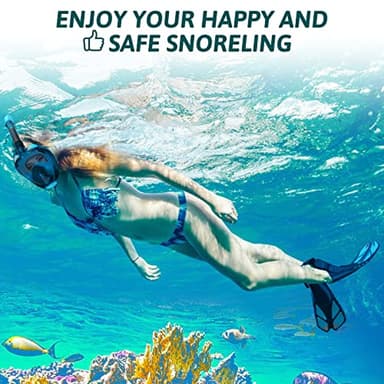 Viginsul Mask Fins Snorkeling Gear for Adults, Full Face Snorkel Mask & Adjustable Swim Fins Snorkel Set, Panoramic View Snorkel Mask Dry Top Anti-Fog Anti-Leak - Image 7