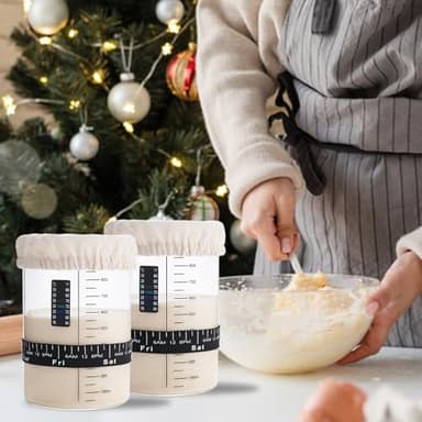 INOBYO Sourdough Starter Glass Jar, 34 OZ Large Wide Mouth Jar for Sour Dough Starter, Easy to Use Sourdough Bread Baking Supplies Kit for Beginners and Pro, 2 Pack - Image 7