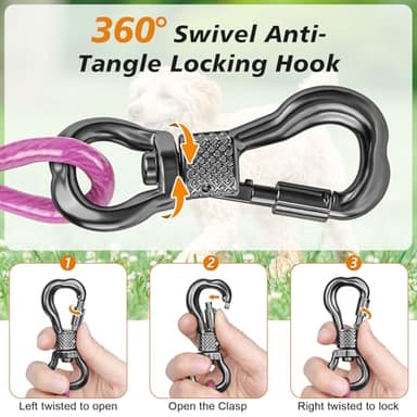 Tresbro 50 FT Dog Tie Out Cable with Spring, Shock Absorbing Tether Chains for Outside Aavilable in 10/15/20/25/30/40/50/70/100/120 FT, Heavy Duty Leads for Yard for Medium & Large Dogs Up to 500 LBS - Image 4