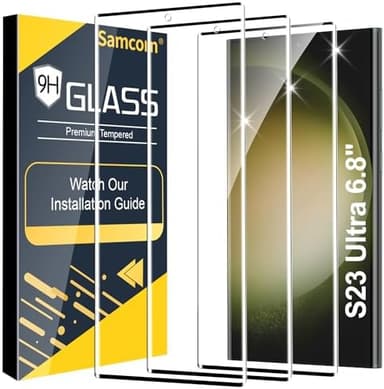3 Pack Galaxy S23 Ultra Screen Protector, HD Clear Tempered Glass, Fingerprint Unlock, 3D Curved, Scratch Resistant, No Bubble for Samsung Galaxy S23 Ultra 5G Glass Screen Protector - Image 3