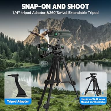 14x45 Binoculars for Adults High Powered,HD Binoculars for Bird Watching,Hunting,with Aluminum Alloy Phone Adapter,Tripod,Waterproof & Fog Proof,Large View for Travel,Hiking,Concert - Image 7