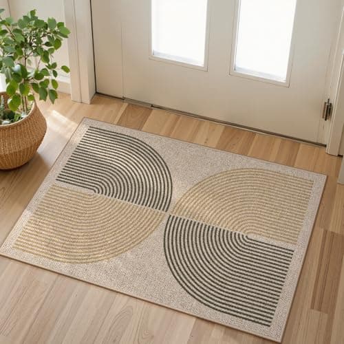 Lahome Rainbow 20"x32" Door Mat Indoor Entrance, Small Indoor Outdoor Door Easy Jute Rug, Farmhouse Neutral Non Slip Non Shedding Washable Kitchen Mats for Floor Entryway - Image 1
