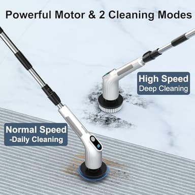 Upgraded 8 in 1 Electric Spin Scrubber, Ergonomically Designed Shower Scrubber with 8 Replaceable Brush Heads, Multi-Functional Electric Scrubber for Cleaning Bathroom, Shower, Bathtub, Floor, Car - Image 6