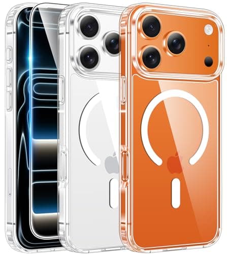 FNTCASE for iPhone 17 Pro Case: Clear Magnetic Transparent Phone Cases with Screen Protector Slim Anti Yellowing Military Grade Drop Protection Rugged Shockproof Protective Cell Phone Cover (A-Clear) - Image 1