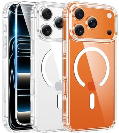 FNTCASE for iPhone 17 Pro Case: Clear Magnetic Transparent Phone Cases with Screen Protector Slim Anti Yellowing Military Grade Drop Protection Rugged Shockproof Protective Cell Phone Cover (A-Clear) - Image 1