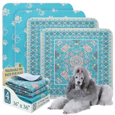 Homimp Washable Pee Pads for Dogs, 4 Pack Reusable Puppy Pads, Absorbent and Leakproof Dog Pee Pads, Non Slip Puppy Training Pads, Pet Mat for Floor, Crate, Couch, Whelping, 36"x36" - Image 1