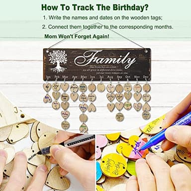 Logresy Birthday Gifts for Grandma, Family Birthday Tracker Reminder Calendar Board, Best Mom Grandma Christmas Mother Day Present Idea, Record Birthday in One Place, New Year Gift for Elderly - Image 7