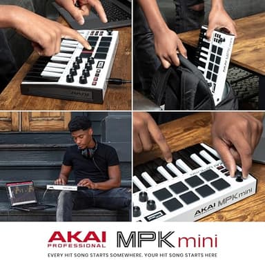 Akai Professional MPK Mini MK3 - 25 Key USB MIDI Keyboard Controller With 8 Backlit Drum Pads, 8 Knobs, Music Production Software and Native Instruments Sound Package (NKS Integration), White - Image 8