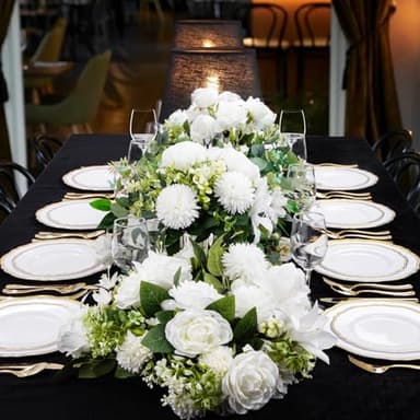 Hioasis 60pcs Gold Plastic Plates - White and Gold Disposable Dinnerware with Gold Rim, Heavy-duty, 10.25 inch, Dinner Plates for Party & Wedding - Image 7