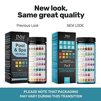 JNW 7-in-1 Pool Test Strips, 100 Quick & Accurate Test Strips for Pool Water, Spa Test Strips for Hot Tub, Chlorine Test Strips, Bromine, pH, Alkalinity, Hardness & More - Swimming Pool Test Kit - Image 2