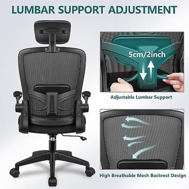 FelixKing Office Chair, Desk Chair with Adjustable Lumbar Support, Ergonomic Computer Chair with High Back and Armrest, Adjustable Height Gaming Chair Home Office Swivel Chair(Black) - Image 7