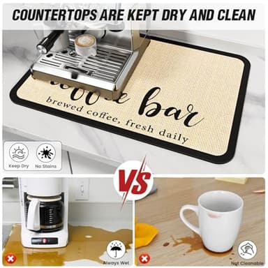 DK177 Coffee Mat - Dish Drying Mat for Kitchen Counter , Hide Stain, Absorbent with Waterproof Rubber Backing, Fit Kitchen Dish Rack Bar Accessories, 19" x 12" - Image 4