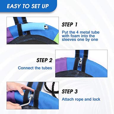 Odoland 24 inch Chidren Tree Swing Net Swing Outdoor Kid Platform Swing with Detachable 600LB Weight Load Oxford Fabric and Adjustable Hanging Ropes for Tree, Backyard and Indoor Color - Image 5