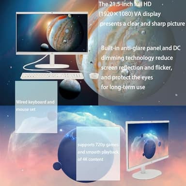 HP All-in-One Desktop Computer - 32GB RAM, 1TB SSD, 21.5" FHD Anti-Glare Display, Intel Celeron J4025, Wired KB & Mouse, Wi-Fi 6, for Students & Business, Windows 11 Pro, w/Accessories - Image 3