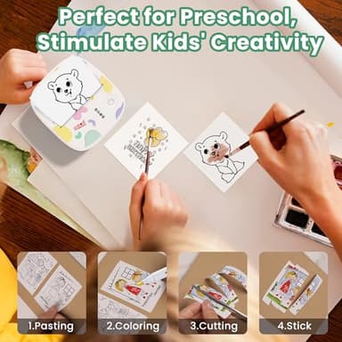 XenGro Mini Portable Sticker Printer, Mini Thermal Printer with 3 Rolls Paper, Bluetooth Inkless Printpods, Pocket Label Maker Suitable for Creative Kids DIY, Diaries, Photos, Study Notes -White - Image 5