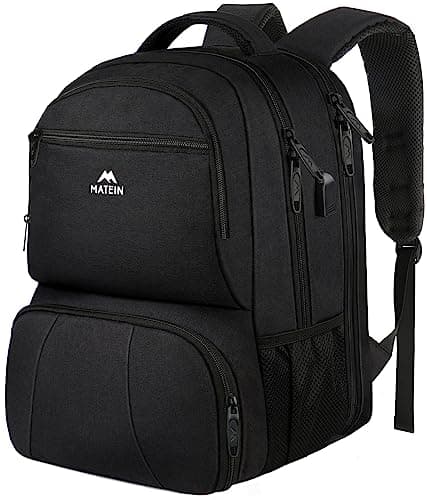 MATEIN Lunch Backpack for Men, 18 Inch Large Insulated Backpack Cooler with USB Charging Port, Water Resistant Laptop Back pack with Lunch Box Bag for Work Travel Business College Picnic, Black - Image 1