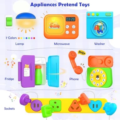 Montessori Toys for 1-2 Year Old Girl Boy Gifts, 15-in-1 Musical Busy Board, Birthday Gift for 1 Year Old Boy Girl, Educational Toddler Toy Age 1-2 - Image 3