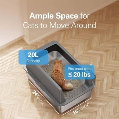 Zarler Stainless Steel Litter Box with Lid, Extra Large Cat Litter Boxes, XL Large Metal Litter Box for Big Cats with High Sided, Grey (Non-Sticky, Easy to Clean, Anti-Urine Leakage) - Image 6