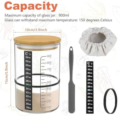 BRIRILINE Pro Sourdough Bread Starter Kit - 34 oz sourdough jar with 5 unique features for the perfect sour dough bread & sourdough starter kit - baking supplies (34oz-4pack) - Image 2