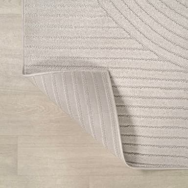 JONATHAN Y Hallie High-Low Curve Ivory/Cream Indoor/Outdoor Area Rug, 12x15, Minimalist, Pet Friendly, Non-Shedding, Stain Resistant, Hose-Washable for Backyard, Patio, Porch (SCN100B-15) - Image 4